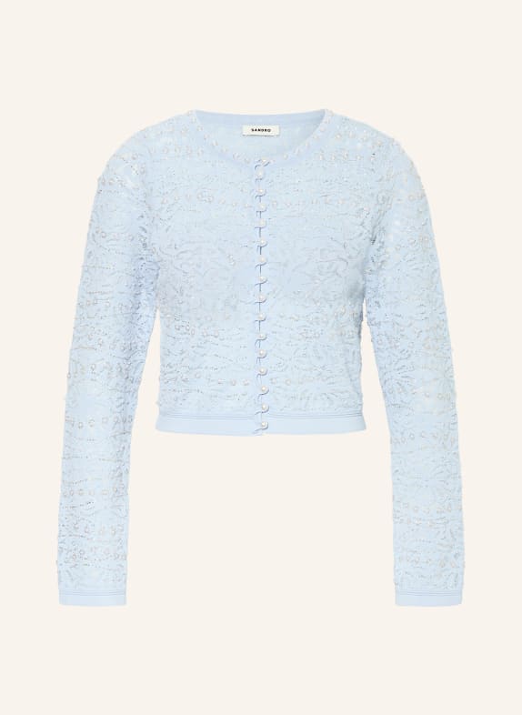 SANDRO Sweter z kamieniami ozdobnymi JASNONIEBIESKI