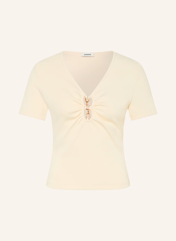 SANDRO T-Shirt mit Cut-out ECRU