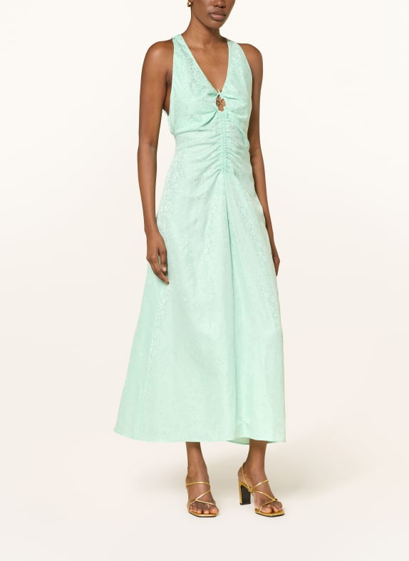 SANDRO Sukienka z lnu MIĘTOWY