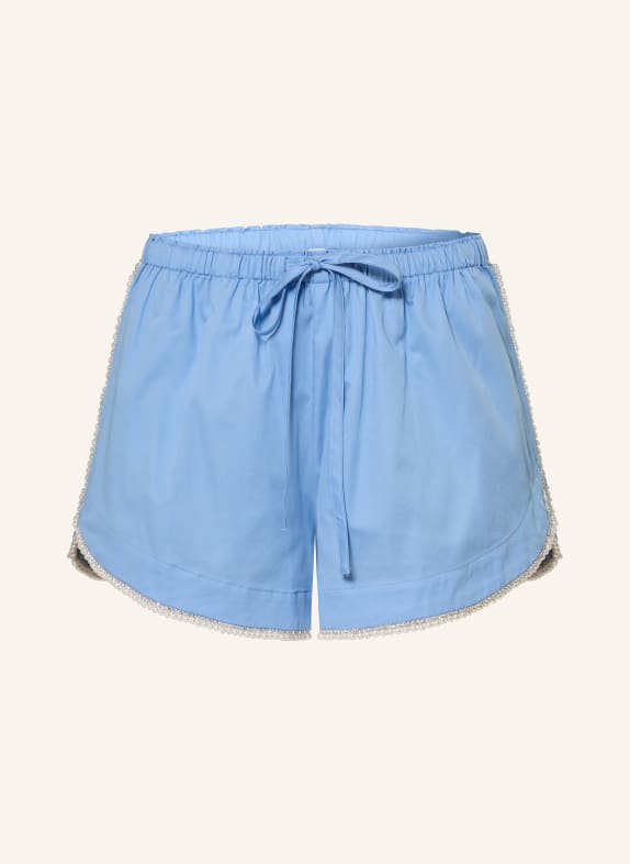 SANDRO Shorts mit Schmucksteinen und Schmuckperlen HELLBLAU