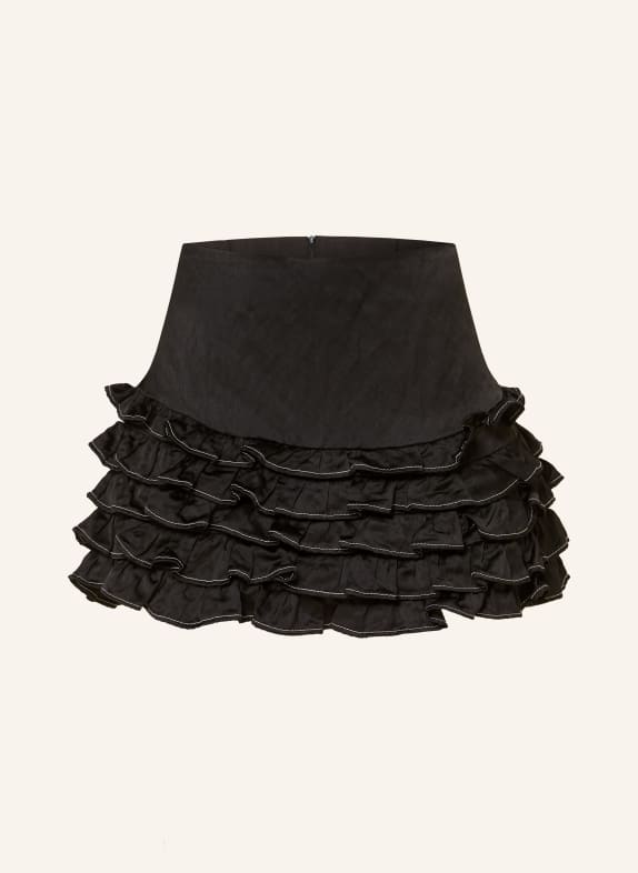 SANDRO Spódnica z falbanami CZARNY