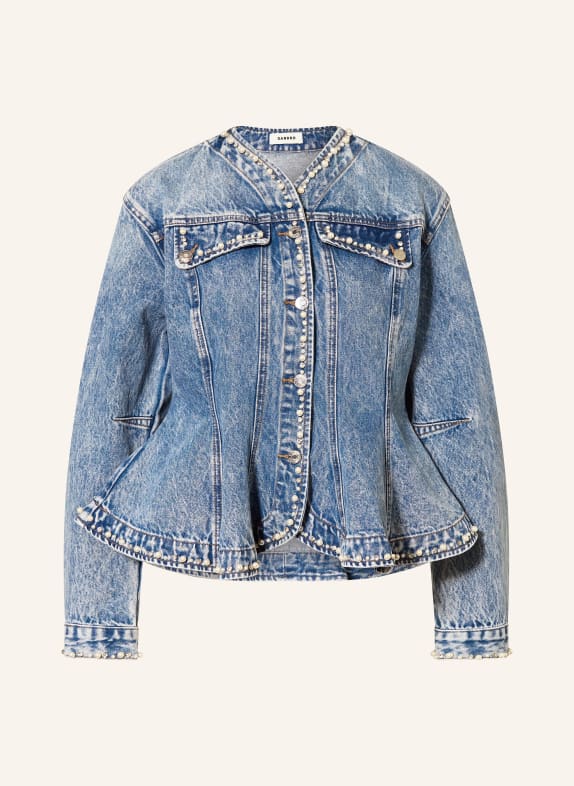 SANDRO Jeansbluse mit Schmuckperlen und Schmucksteinen HELLBLAU