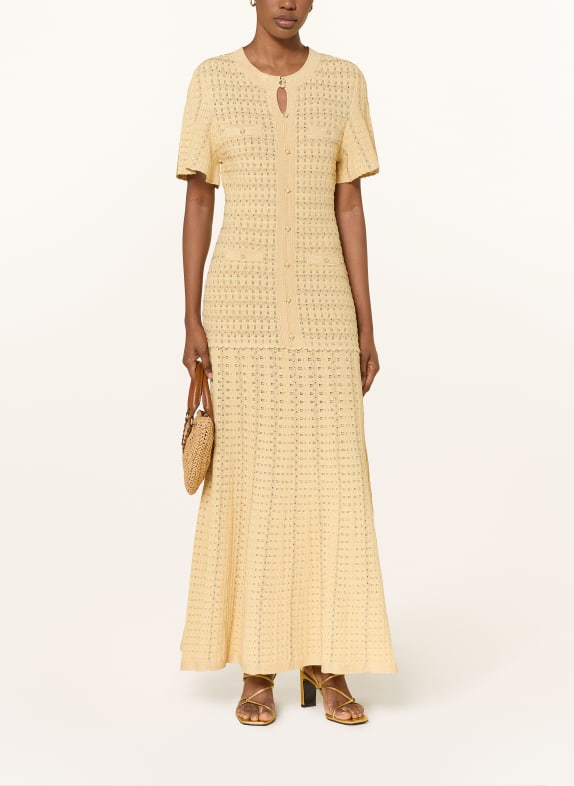 SANDRO Sukienka z dzianiny DIANE z błyszczącą przędzą ZŁOTY
