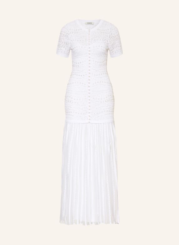 SANDRO Kleid mit Spitze und Schmuckperlen WEISS