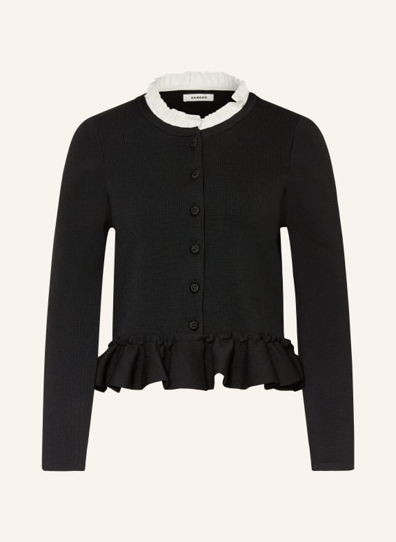 SANDRO Sweter z odpinanym kołnierzem CZARNY