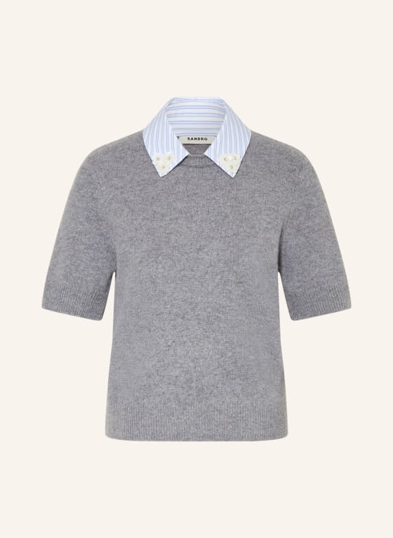 SANDRO Sweter z dzianiny z odpinanym kołnierzem SZARY