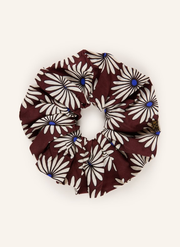 SANDRO Haargummi aus Seide DUNKELBRAUN / BLAU / WEISS