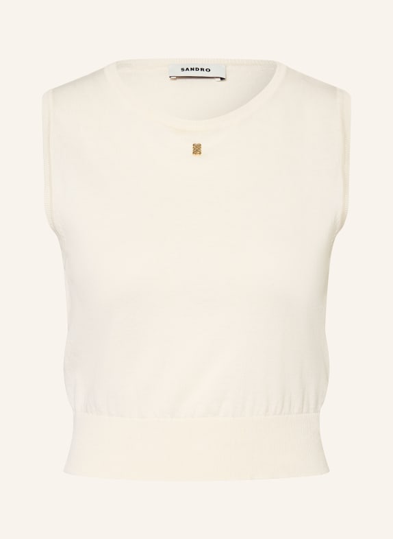 SANDRO dzianinowy top KREMOWY
