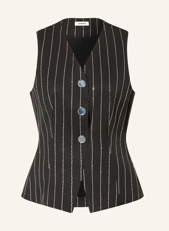 SANDRO Blazerweste mit Glitzergarn und Pailletten SCHWARZ