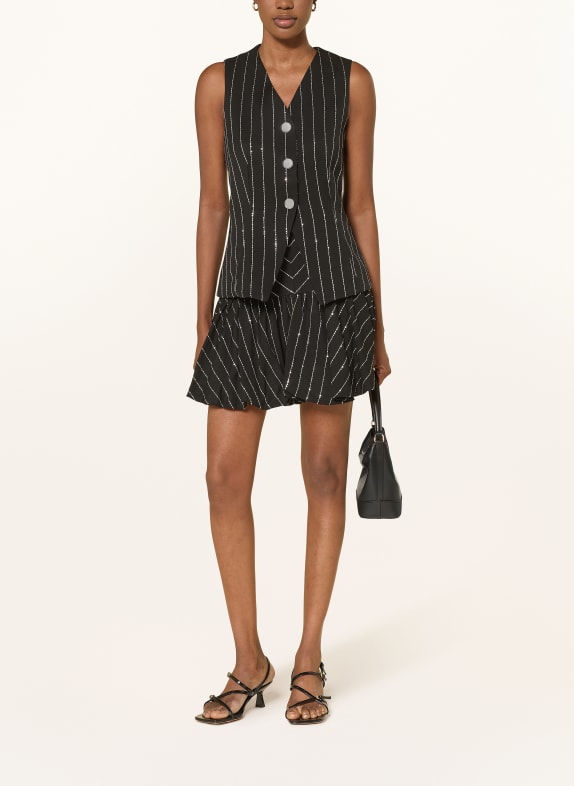 SANDRO Kamizelka blezerowa z błyszczącą przędzą i cekinami CZARNY