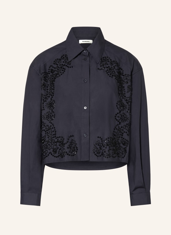 SANDRO Bluzka z kamieniami ozdobnymi CZARNY