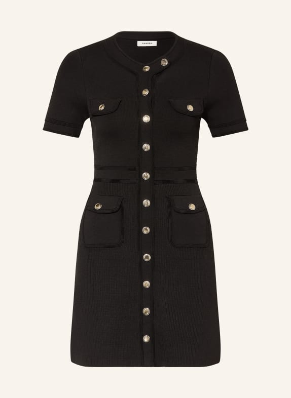 SANDRO sukienka z dzianiny CZARNY / ZŁOTY