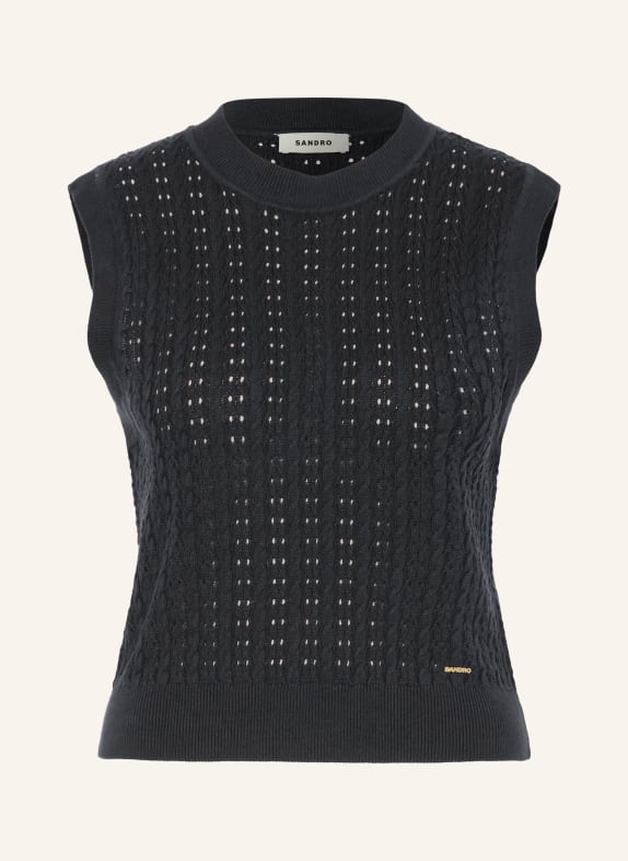 SANDRO sweter bez rękawów GRANATOWY