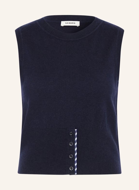 SANDRO sweter bez rękawów GRANATOWY