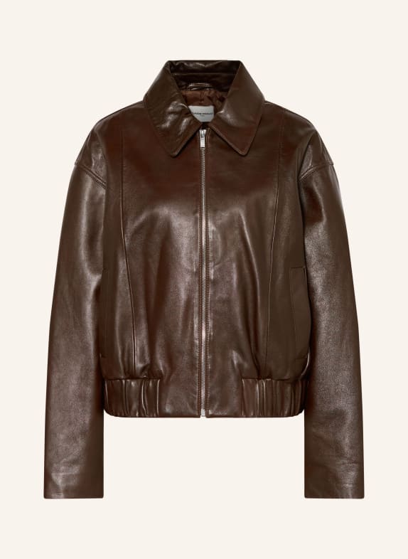 CLAUDIE PIERLOT kurtka skórzana CIEMNOBRĄZOWY