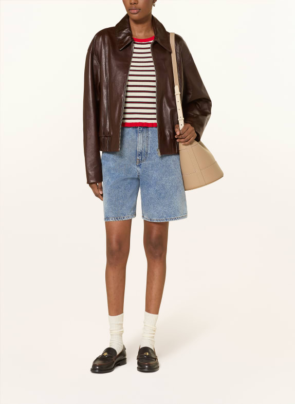 CLAUDIE PIERLOT kurtka skórzana CIEMNOBRĄZOWY