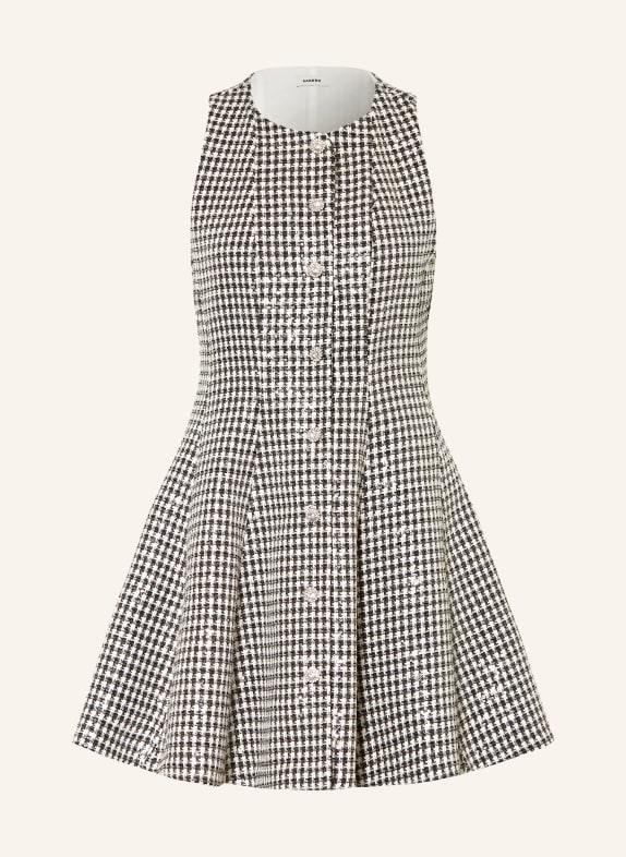 SANDRO Sukienka z tweedu z cekinami CZARNY / BIAŁY