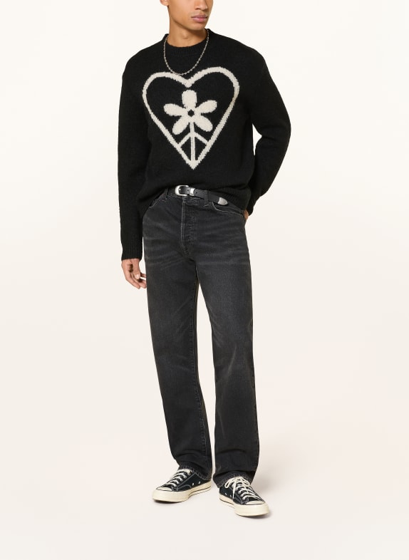 ALLSAINTS Pullover FINDEN mit Alpaka SCHWARZ / WEISS