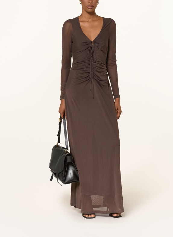 ALLSAINTS GABBY mesh dress DARK BROWN