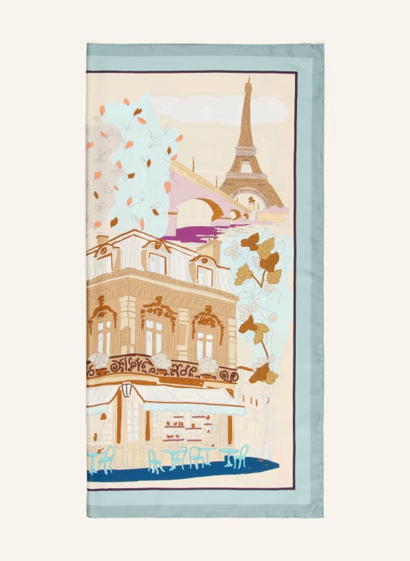 Barbieri silk scarf BLUE GRAY / GRAY / ORANGE