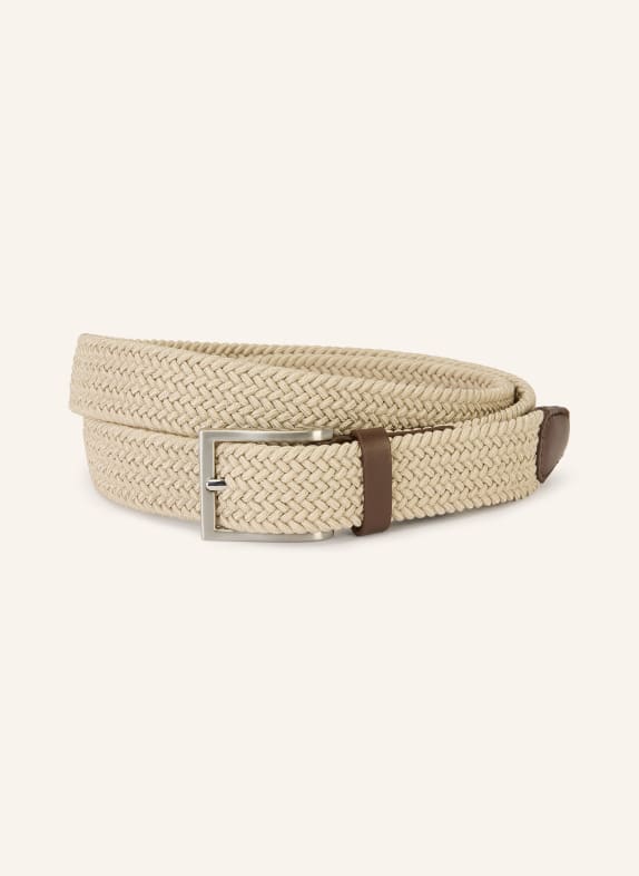 STROKESMAN'S braided belt BEIGE / SILVER / DARK BROWN