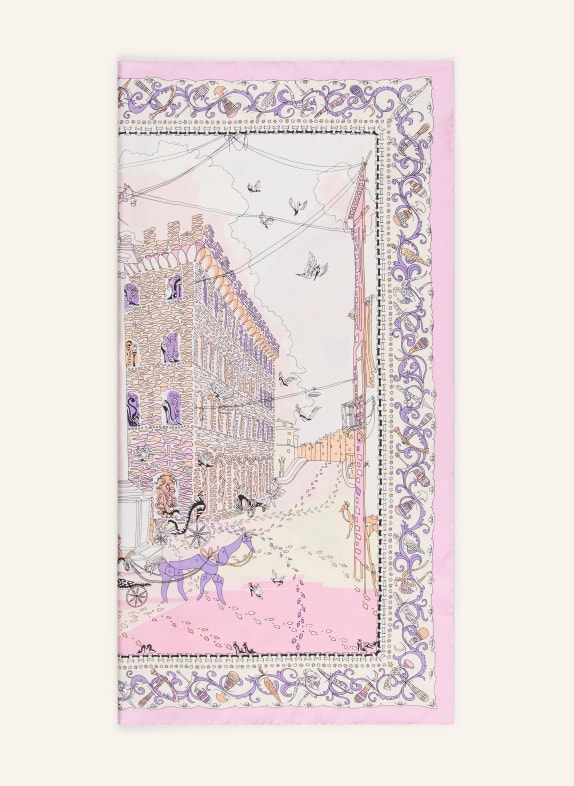 FERRAGAMO Silk scarf PALAZZO PINK / CREAM / PURPLE