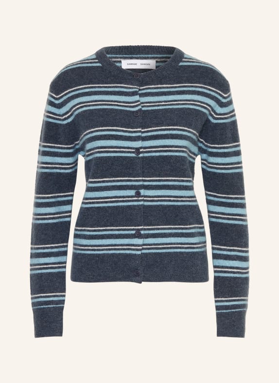 SAMSØE  SAMSØE Cardigan NOR with alpaca DARK GRAY / LIGHT BLUE / WHITE
