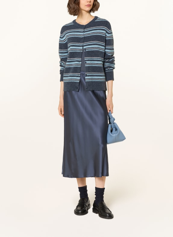 SAMSØE  SAMSØE Strickjacke NOR mit Alpaka DUNKELGRAU / HELLBLAU / WEISS