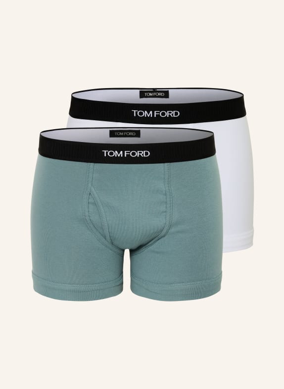 TOM FORD 2er-Pack Boxershorts PETROL / WEISS