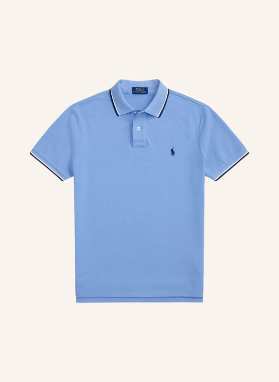 POLO RALPH LAUREN Piqué-Poloshirt Custom Slim Fit HELLBLAU / DUNKELBLAU / WEISS