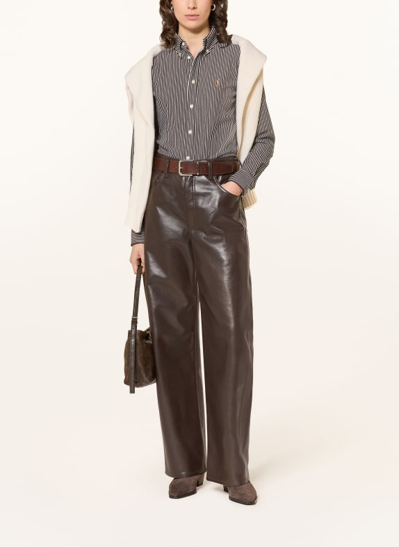 POLO RALPH LAUREN Overhemdblouse van piqué MARRON FONCÉ / WIT