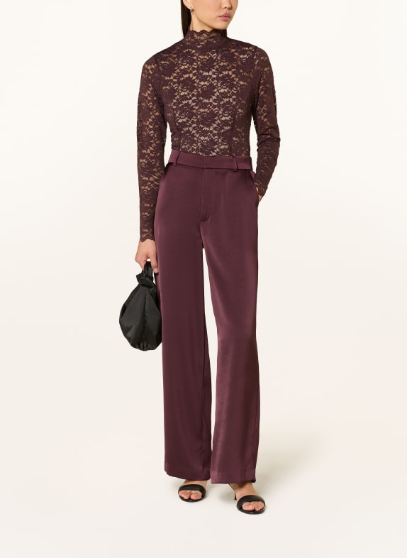 NEO NOIR Longsleeve LIZA van kant MARRON FONCÉ