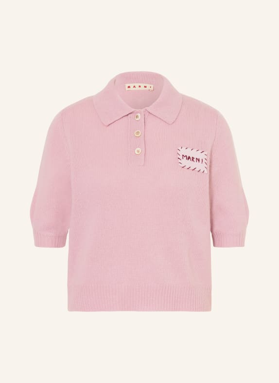 MARNI Koszulka polo z kaszmirowej dzianiny JASNOFIOLETOWY / CIEMNOCZERWONY