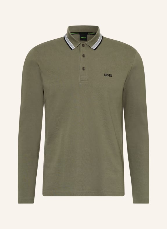 BOSS Koszulka polo z piki PLISY regular fit KHAKI