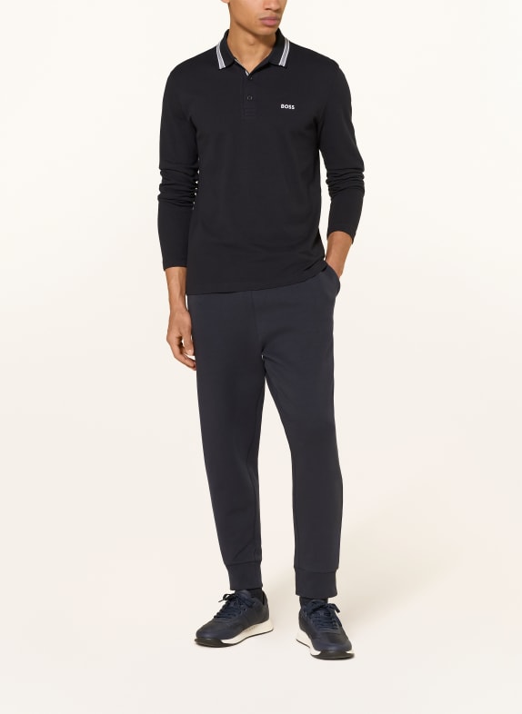 BOSS Pikétröja PLISY Regular Fit MÖRKBLÅ