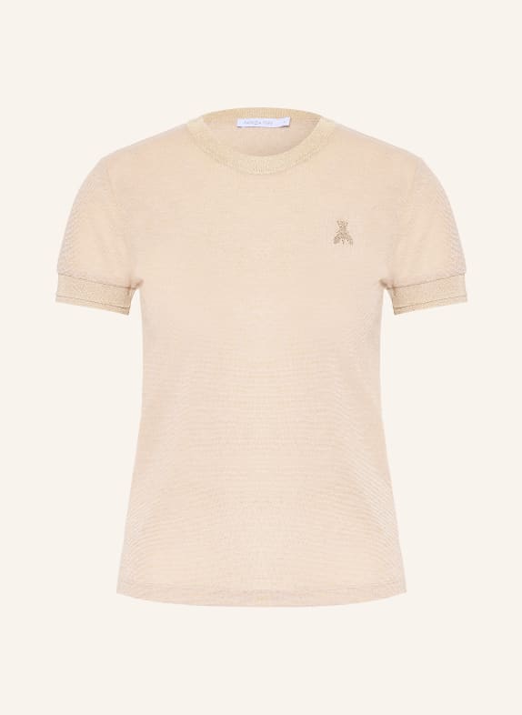 PATRIZIA PEPE Úpletové tričko s třpytivou přízí BÉŽOVÁ