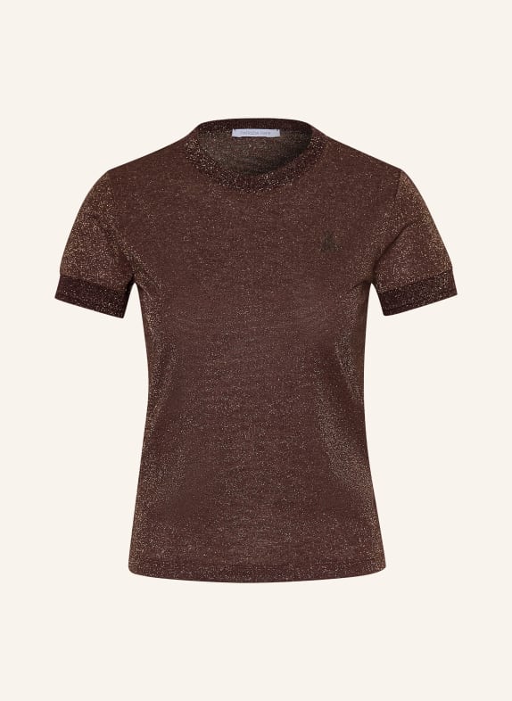 PATRIZIA PEPE Strickshirt mit Glitzergarn BRAUN