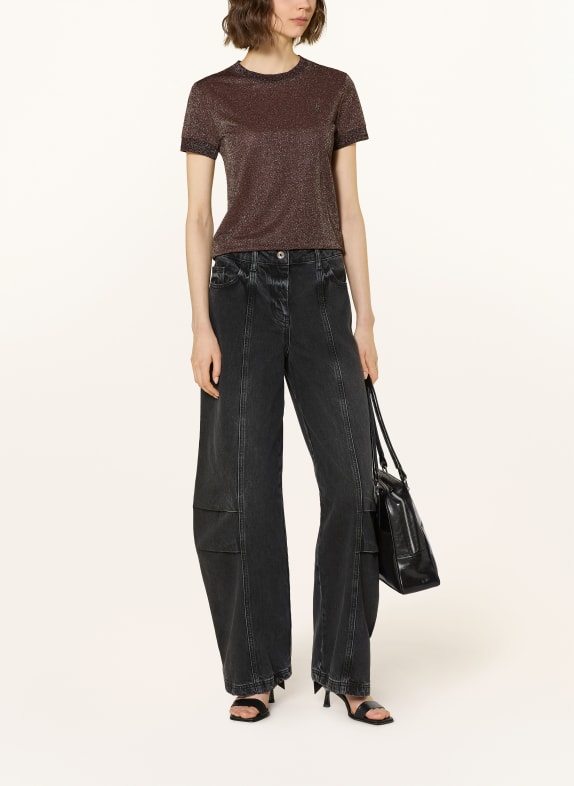PATRIZIA PEPE Gebreid shirt met glittergaren BRUIN