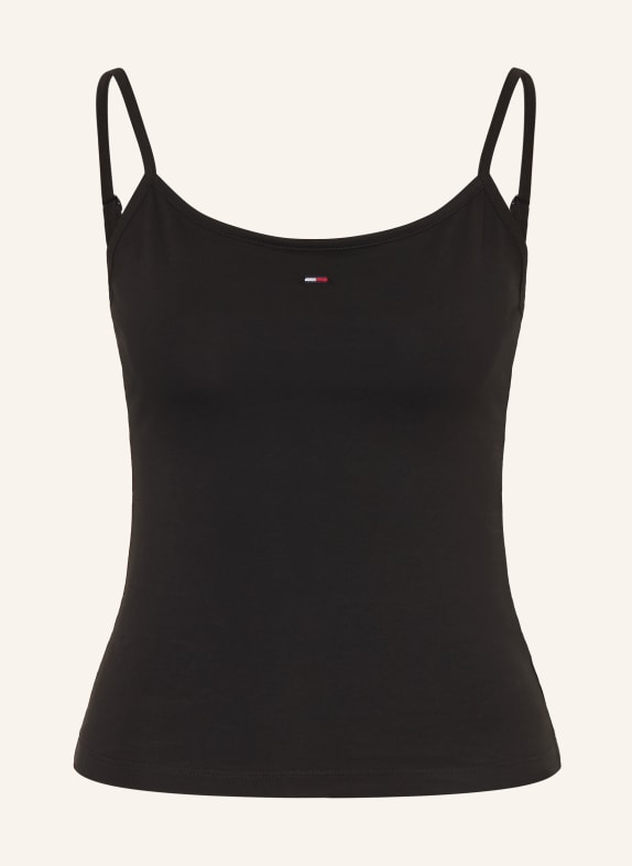 TOMMY JEANS Top ČERNÁ / TMAVĚ ČERVENÁ / BÍLÁ