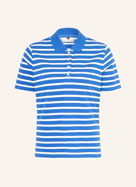 TOMMY HILFIGER Piqué-Poloshirt BLAU / WEISS