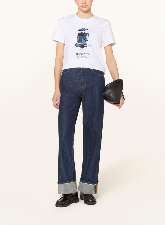 ONLY T-shirt WIT / LICHTBLAUW / BLAUW