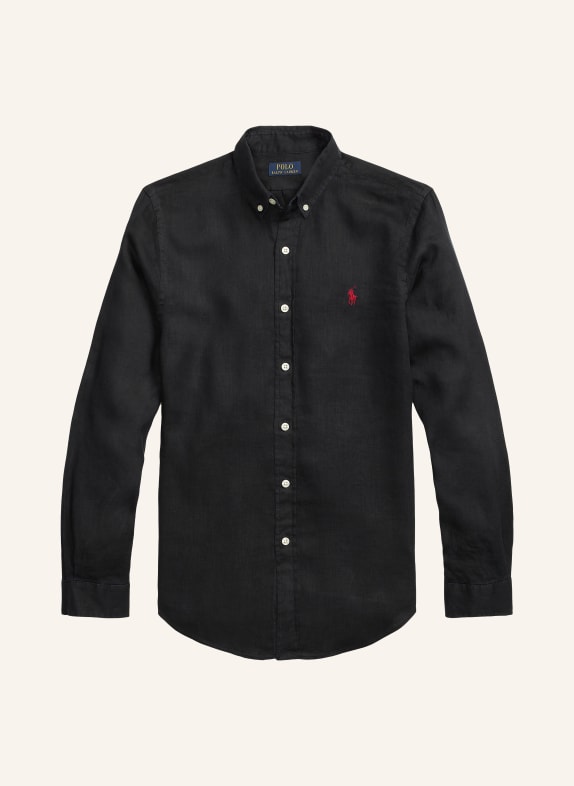 POLO RALPH LAUREN Leinenhemd Custom Fit SCHWARZ