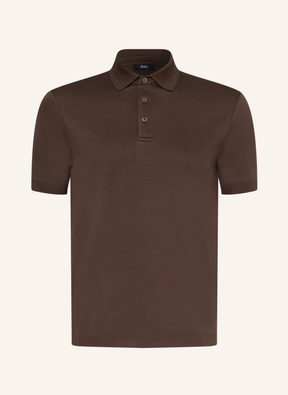 HERNO Koszulka polo z dżerseju CIEMNOBRĄZOWY
