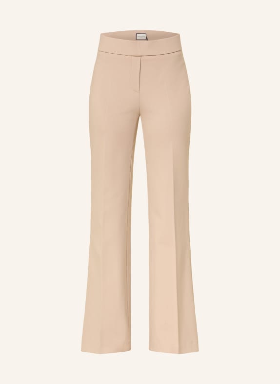 SEDUCTIVE Bootcut kalhoty NANOU z žerzejového materiálu BÉŽOVÁ