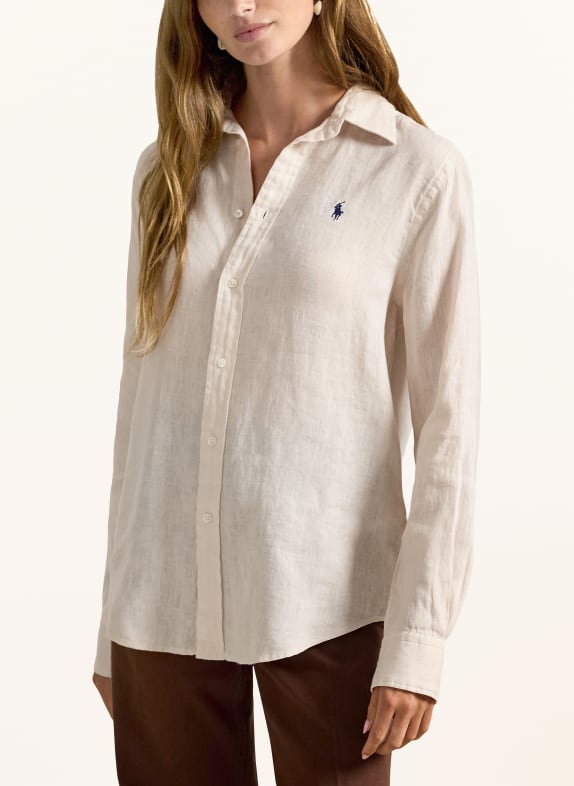 POLO RALPH LAUREN Linnen overhemdblouse CRÈME / DONKERBLAUW