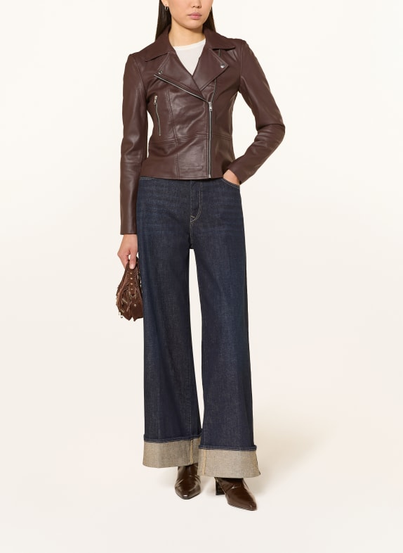 Y.A.S. Leather jacket in mixed materials DARK RED