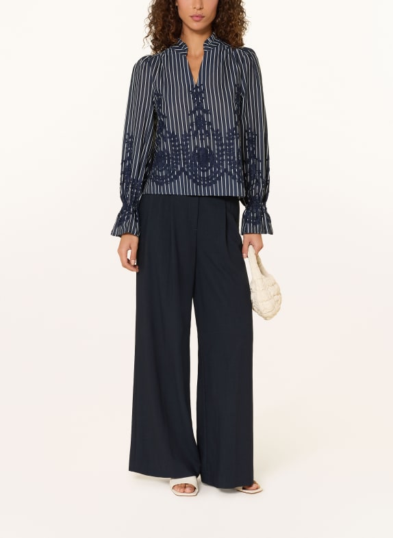 NEO NOIR Blouse AMARA DONKERBLAUW / WIT