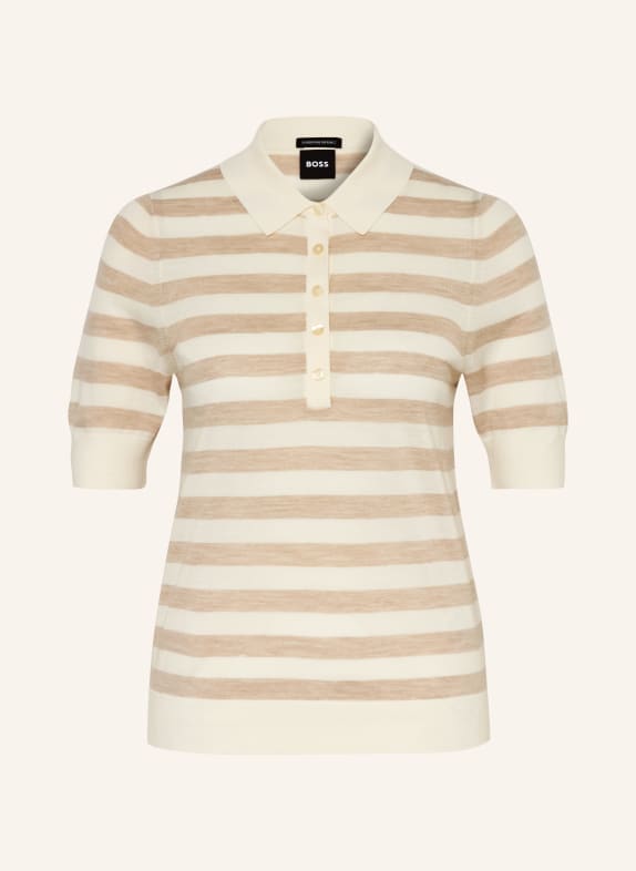 BOSS Poloshirt FIDENKA aus Merinowolle BEIGE / ECRU