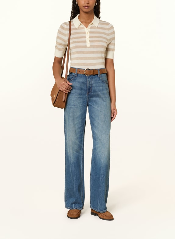 BOSS Polo FIDENKA van merinowol BEIGE / ECRU