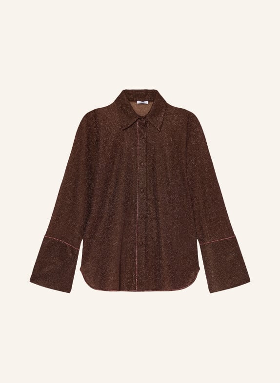 Oséree Hemdbluse LUMIERE mit Glitzergarn DUNKELROT